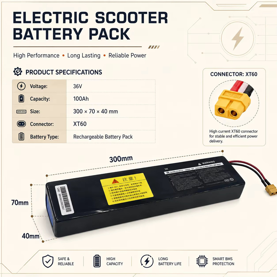 Kugoo Ersatzakku 36V 100000mAh 10S3P Li-Ionen-Pack für Scooter S1 S2 S3 in Schwarz - Bild 4