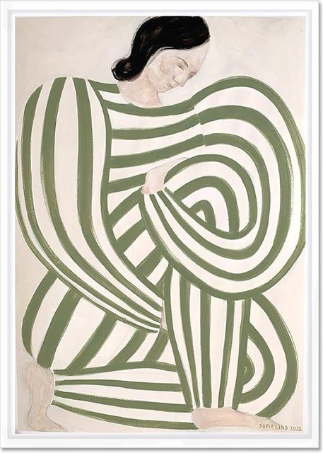 Abstrakte Sofia Lind Körperlinie Moderne Leinwandmalerei als Wandkunstdruck in Grün, B x H: 40 x 50 cm - Bild 1