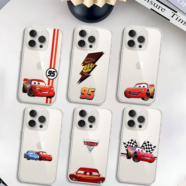Luxuriöse transparente Handyhülle mit Anime Cars Lightning McQueen Design für dein iPhone 11 bis iPhone 17 Pro Max - Bild 1