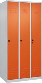 C+P Spind Classic PLUS Spind mit 3 Abteilen, Stahlkonstruktion, Lichtgrau/Reinorange, H x B x T: 185 x 90 x 50 cm - Bild 1