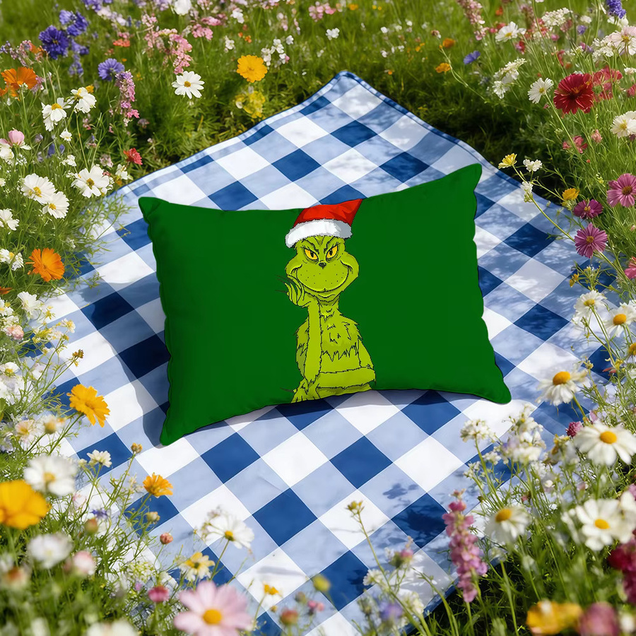 Grinch Kissenbezug in Grün, rechteckiger dekorativer Kissenbezug mit Motiv aus dem klassischen Film, Breite: 30 cm, Höhe: 30 cm - Bild 3