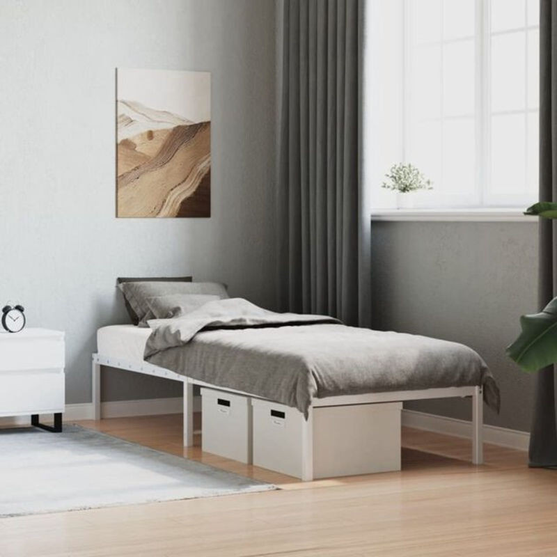 Vidaxl Metallbett in Weiß im klassischen und minimalistischen Design, B/T/H: 80 x 200 cm - Bild 1