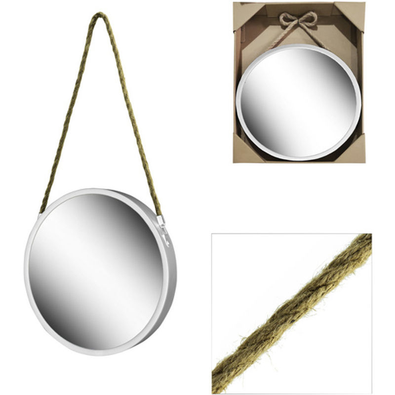 Runder NOOR living Spiegel aus Metall in Weiss, Durchmesser: 30 cm, Tiefe: 4 cm - Bild 2