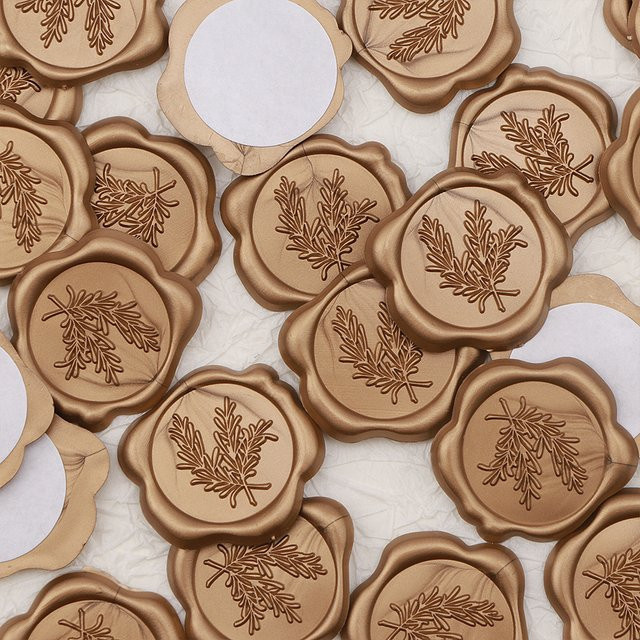 25 Stück Wachssiegel-Aufkleber in Gold für Hochzeitseinladungen, Umschläge und Geschenkverpackungen - Bild 1