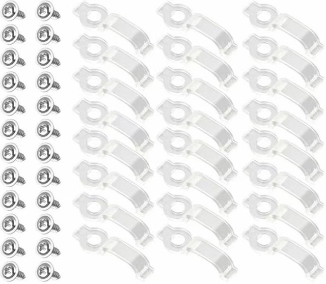 100 Stück Meterk Montageklammern für 3528/5050 LED-Lichtleisten aus Kunststoff in Weiß und Transparent - Bild 1