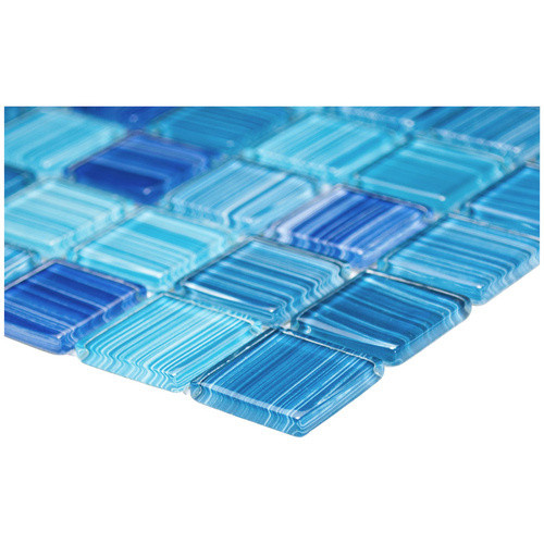 HuH Mosaik Mosaikfliese Code aus Glas in Blau als Wandbelag oder Bodenbelag, B: 30,2 cm, L: 32,7 cm - Bild 2