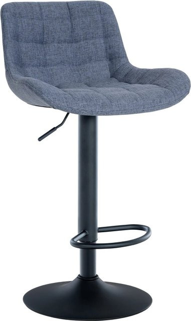 DELUKE Barhocker CARAM Barstuhl in Blau mit Lehne, höhenverstellbar und drehbar, B/T/H: 48 x 54 x 81 cm - Bild 1