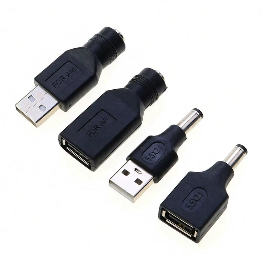 JCD DC Stecker auf USB Adapter Konverter Schwarz, 5,5 x 2,1 mm auf USB Weiblich und Männlich für Laptop und PC - Bild 3