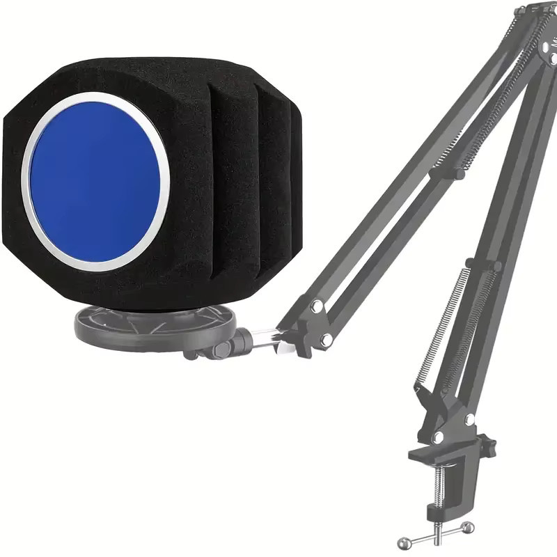 Akustischer Mikrofon-Pop-Filter mit schallabsorbierendem Schaumstoff als Windschutz und Gesangsisolationsball in Schwarz oder Blau - Bild 6