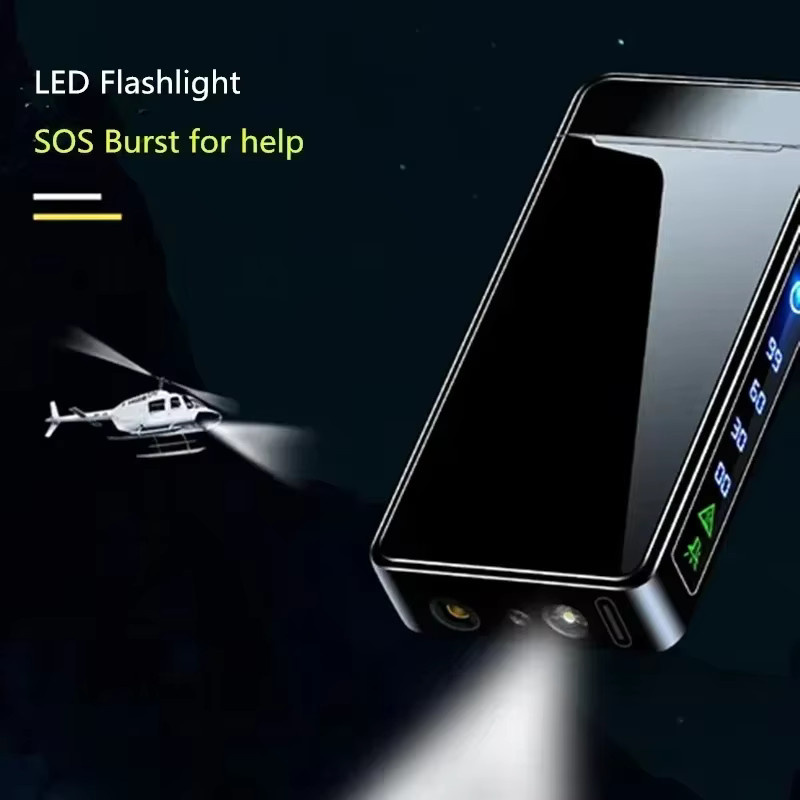 Winddichtes USB-Plasma-Feuerzeug aus Metall in Schwarz mit Taschenlampe und Dual-Lichtbogen-Funktion - Bild 5