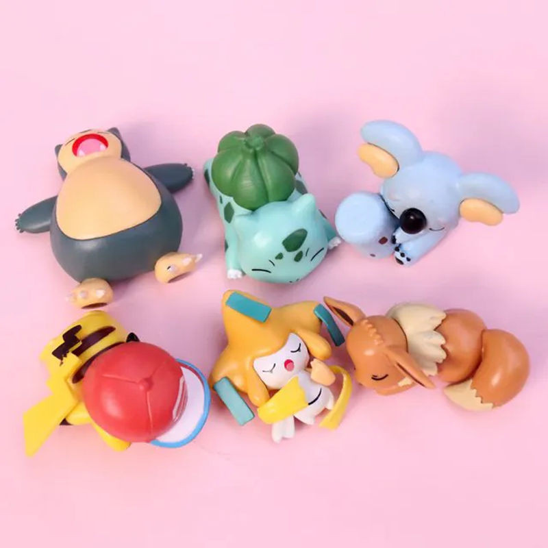 5er Set Pokemon Nap Series Mini-Figuren aus Kunststoff, mehrfarbige Anime-Puppenmodelle zur Dekoration von Auto-Innenraum und Schreibtisch - Bild 1