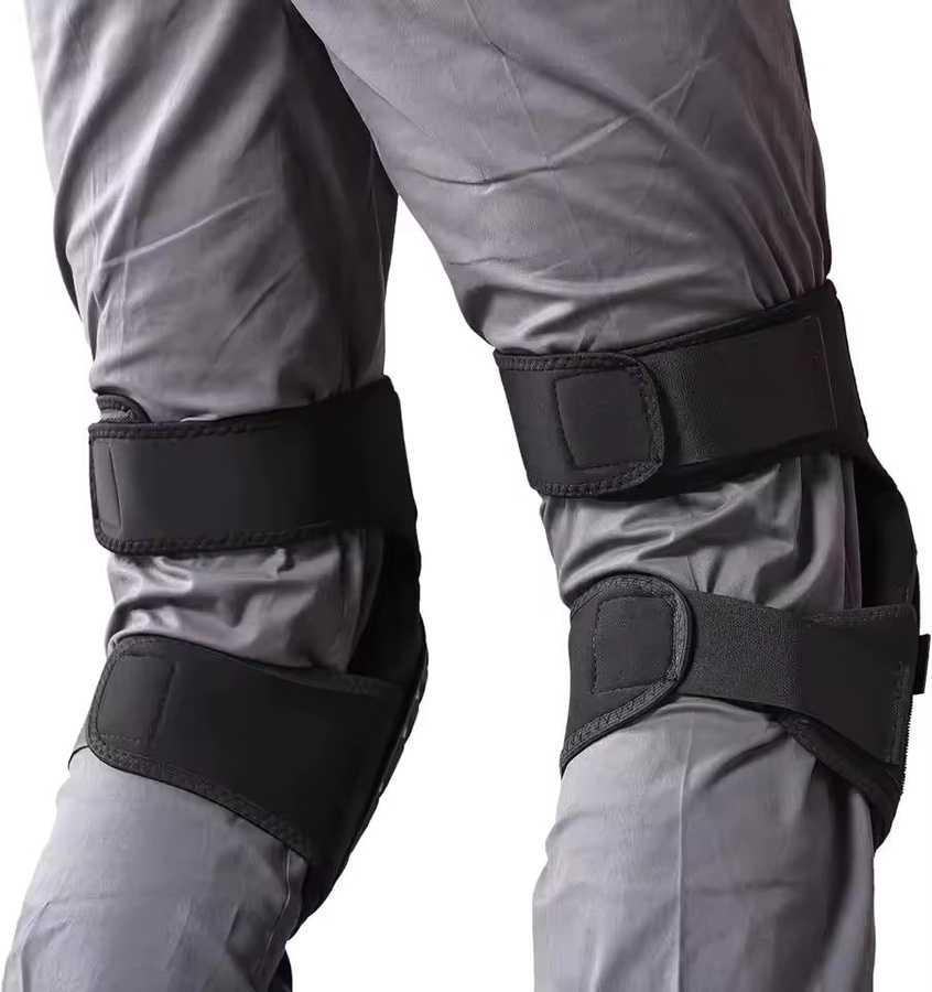 Professionelle Hochleistungs-Knieschützer aus Schaumstoff mit Geldämpfung und doppelten Riemen in Schwarz, B/T/H: 31,5 x 20,0 cm - Bild 3