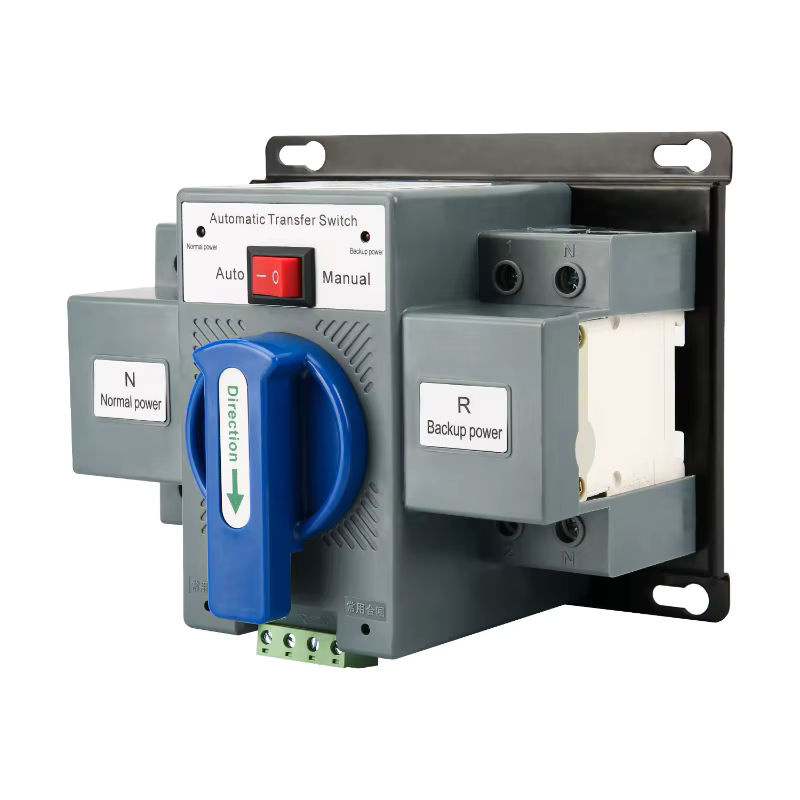 ATS Automatischer Transferschalter 2P 63A 220V 110V Manueller Umschalter für zwei Stromquellen in Grau - Bild 2
