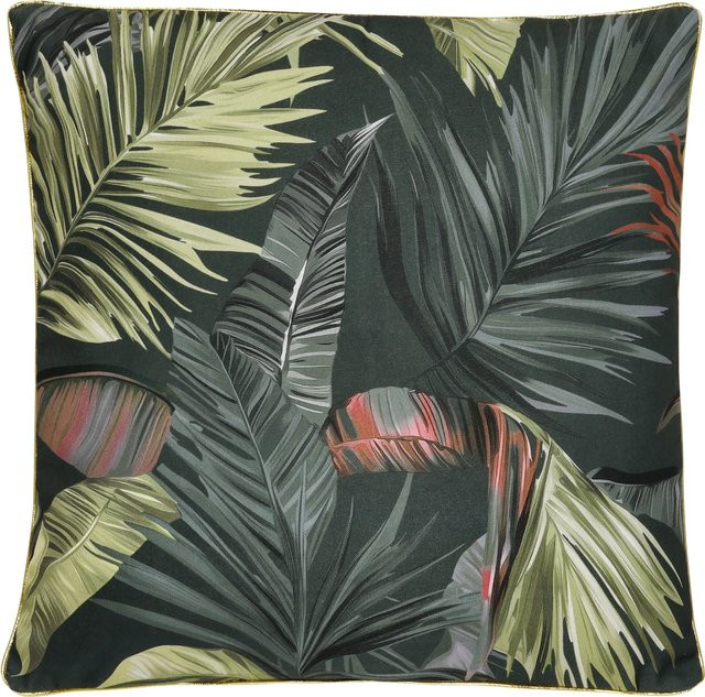 LIVARNO Dekokissen mit Blättermuster in Grün, B/B/H: 45 x 45 x 45 cm - Bild 1