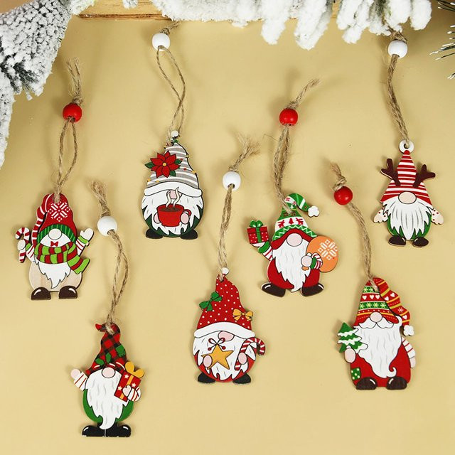 ZQNYCY 12er Set Weihnachts Zwerge Holz Anhänger Multicolor zur Dekoration für Weihnachten und das Neue Jahr - Bild 1