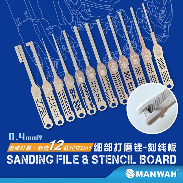 JIANYANZHE Hobby-Modell-Bastelwerkzeug, Schleiffeile mit Schnitz-Hilfslineal, Kombinationsset, Metall, Grau - Bild 1