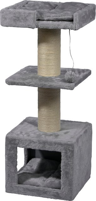 dobar Premium Katzen Kratzbaum Easy in Grau mit Höhle und integriertem Spielzeug aus Pappelholz und Sisal - Bild 1