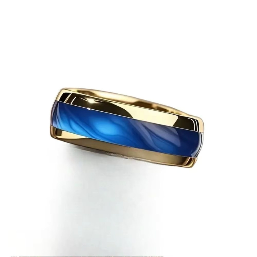SUNFLOWERZHU Ring Edelstahl, Gold, Saphir, Unisex - Bild 5