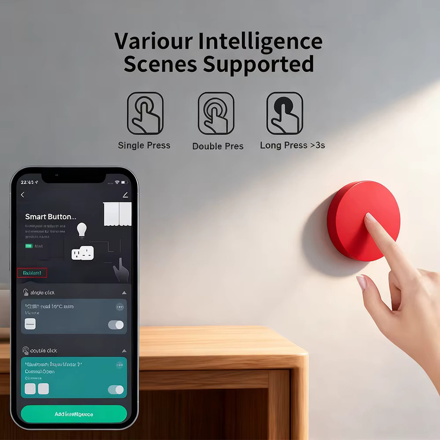 Tuya ZigBee Intelligenter Knopf in Rot – 3-Szenen-Funkfernbedienungsschalter für Alexa und Google Home zur Sprachsteuerung via Smart Life App - Bild 2