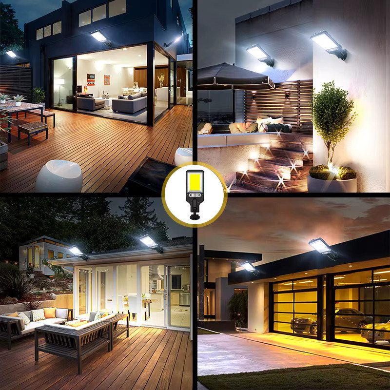 Solar LED Außenleuchte mit Bewegungssensor und 3 Modi, Wasserdichte COB Wandlampe für Garten und Außenbereich, Schwarz - Bild 5