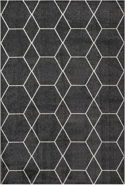 Sanat Teppich Trellis in Anthrazit mit modernem Design, pflegeleicht und strapazierfähig, Breite: 60 cm, Länge: 110 cm - Bild 1