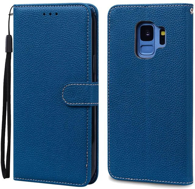 Leder-Brieftasche Klapphülle für Samsung Galaxy S9 und S9 Plus (G960F / G965) in Blau - Bild 1