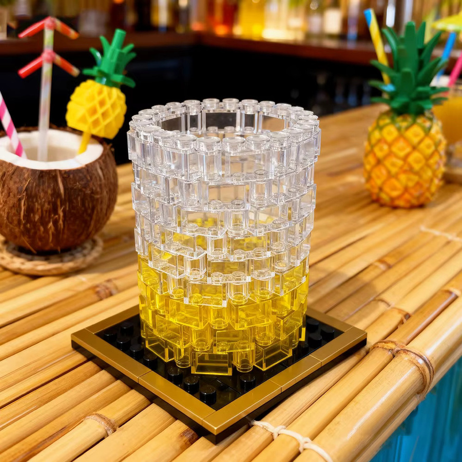 GOBRICKS Whisky-Glas-Baustein-Set, Nachbildung eines Glases mit vergoldetem Untersetzer, Heimdekoration, Ziegelspielzeug für Erwachsene - Bild 3
