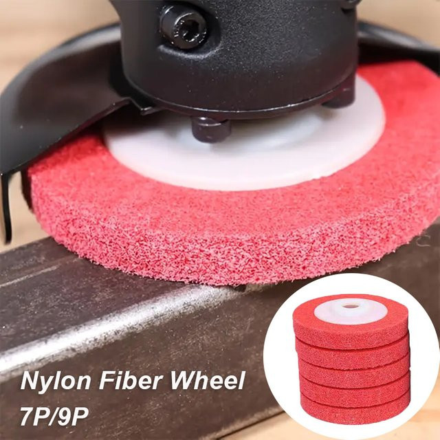 5 Stück LouCnloin Nylon-Schleifpads 4 Zoll zum Polieren und Reinigen von Metall und Holz in Grau und Rot - Bild 1