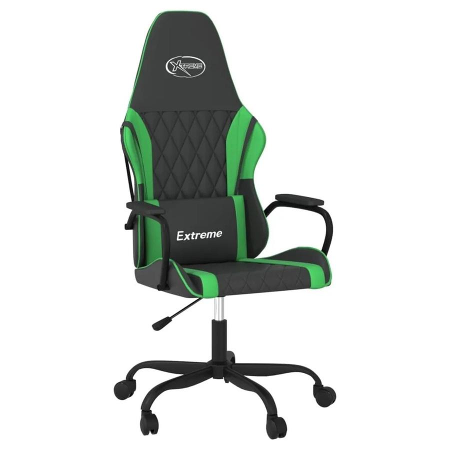 vidaXL Gaming-Stuhl in Schwarz und Grün aus Kunstleder mit Armlehnen und Kopfstütze - Bild 2