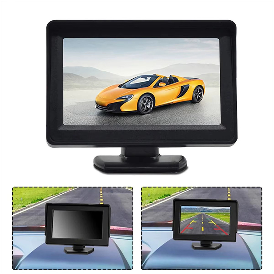 AA97 Rückspiegel Monitor Kit mit 4,3 Zoll TFT LCD Display und Rückfahrkamera für Auto, Schwarz - Bild 2