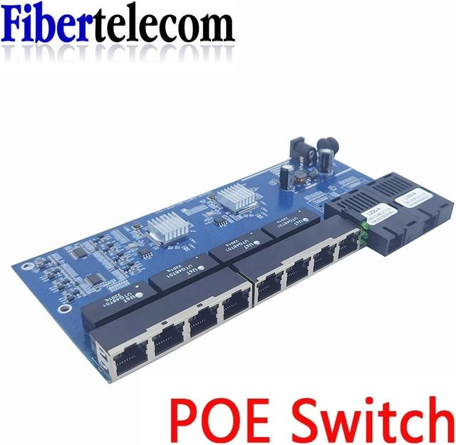 POE Gigabit Ethernet Switch mit 8 RJ45 Ports und 2 SC Singlemode Glasfaser SFP Ports, 10/100/1000M, Blau - Bild 1