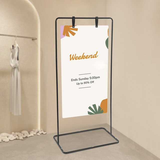 Bymaocar Präsentationsständer aus Metall in Schwarz für Preislisten, Werbung und Poster, H x B x T: 175 x 50 x 80 cm - Bild 1