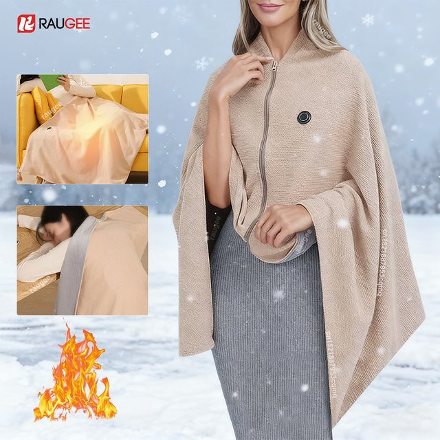 Beheizte Decke von raugee in Beige – Tragbare elektrische Wärmedecke mit USB-Anschluss und 3 Temperaturstufen für Erwachsene - Bild 1