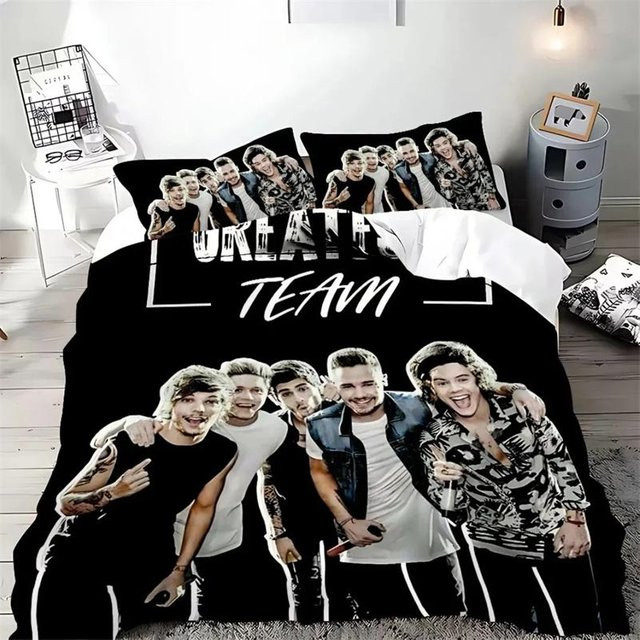JMG Household Supplies Bettwäscheset aus Mikrofaser mit Grafikdruck, Schwarz, 3-teilig, B: 155 cm, L: 215 cm - Bild 1