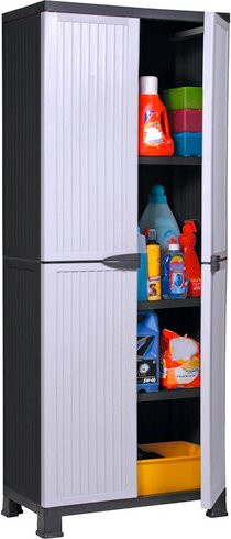 Kreher Universalschrank Noble aus Kunststoff in Weiß-Schwarz, B/H/T: 68 x 171 x 40 cm - Bild 1