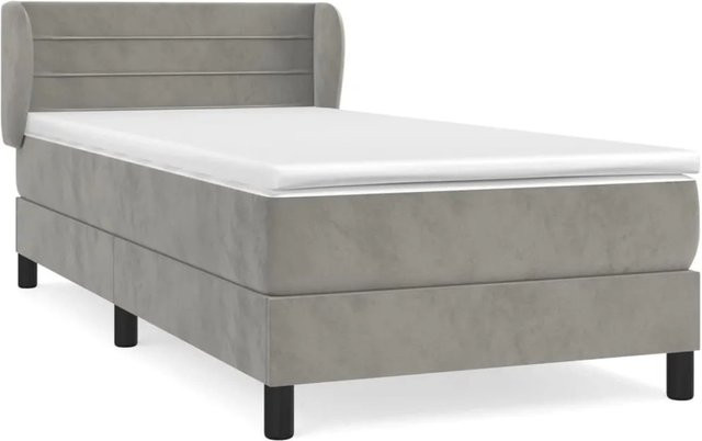 vidaXL Boxspringbett mit Matratze Dunkelgrau Samt B/T/H: 90 x 200 cm - Bild 1