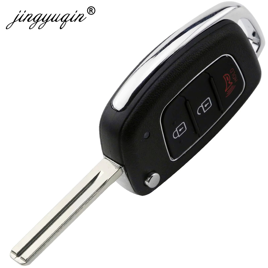Jingyuqin Ersatzgehäuse für Hyundai HB20 SANTA FE IX35 IX45 Accent I40 Solaris, 3/4 Tasten Flip Klapp Fernbedienung Auto Schlüssel Shell, Schwarz - Bild 3