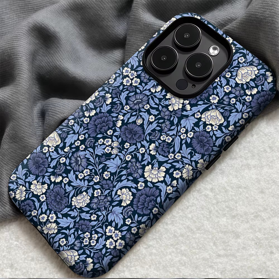 Potdemiel Handyhülle mit Blumenmuster in Mitternachtsblau für iPhone 11 bis iPhone 17 Pro Max Plus mit doppellagiger Rückseite - Bild 5