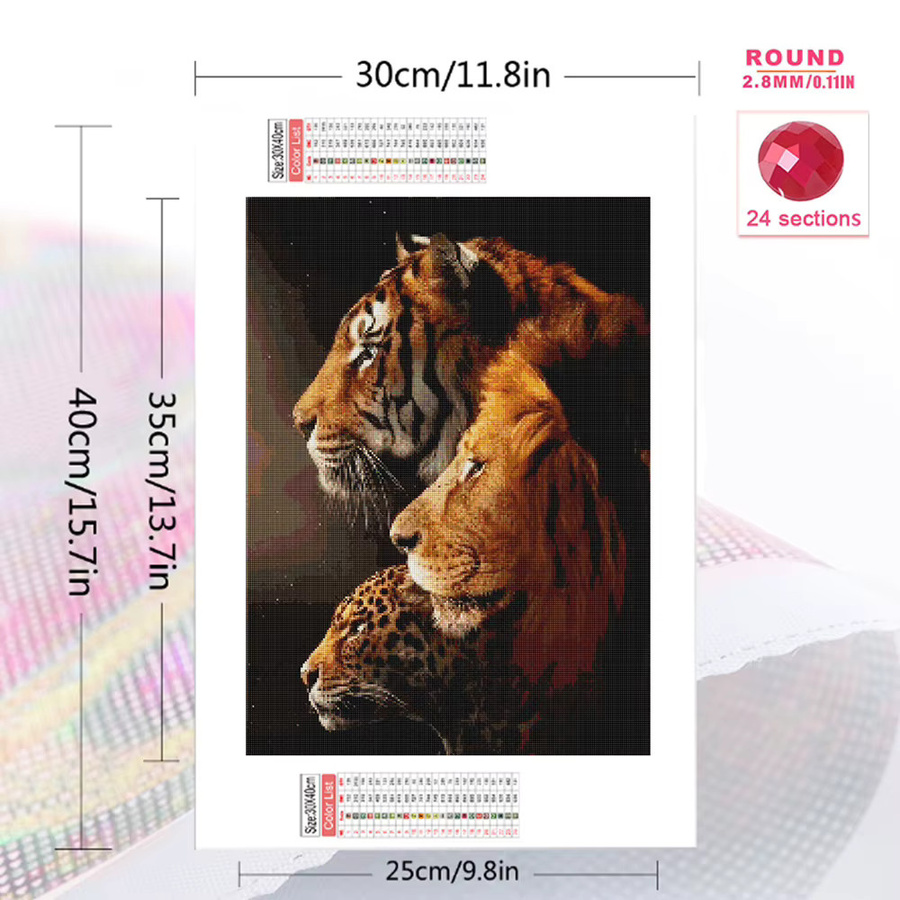 Evershine 5D-Diamantmosaik, Tiger-Tiermuster, Diamantmalerei - Bild 2
