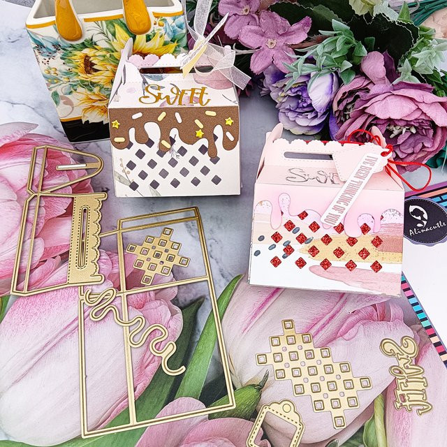Alinacutle Metall-Stanzform für süße Geschenkboxen in Gold für DIY Papierhandwerk und Geschenkartikel - Bild 1