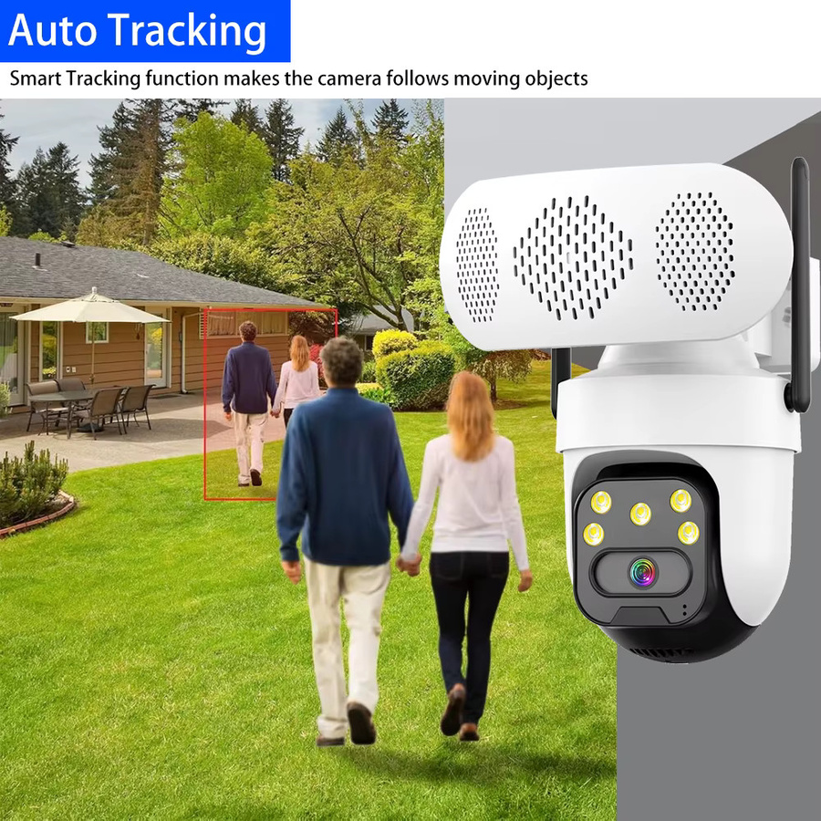 NINIVISION 5MP HD Outdoor PTZ IP Kamera mit Auto Tracking, Zwei-Wege-Audio und IP66 Wasserdichtigkeit, Weiß - Bild 3