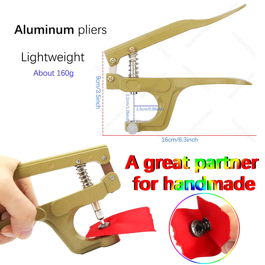 WORTHOFIRST Tragbare Handpresswerkzeuge für Druckknöpfe in Gold für Jeans, Lederhandwerk und DIY-Nähzubehör - Bild 2