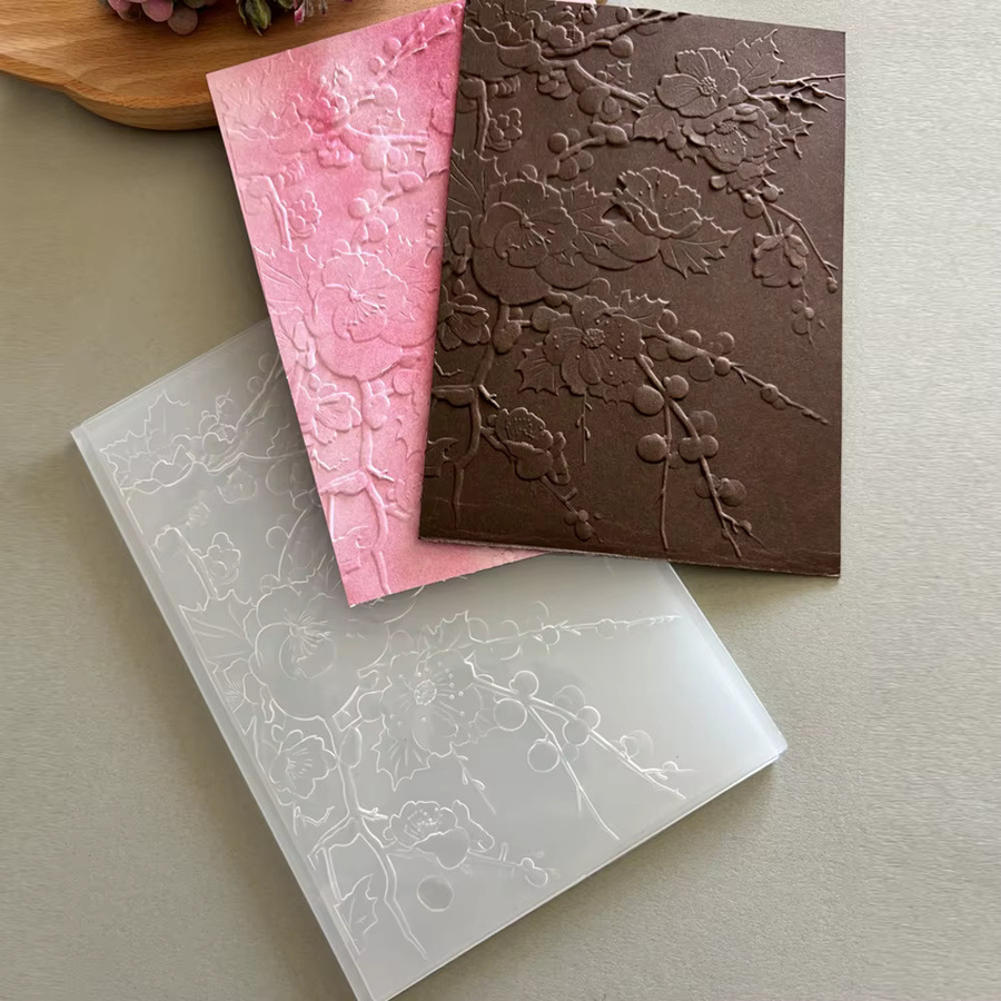 3D-Prägeordner Pflaumenblüten in Schneelandschaft für DIY-Kunsthandwerk, Scrapbooking und Kartenherstellung aus Kunststoff - Bild 3