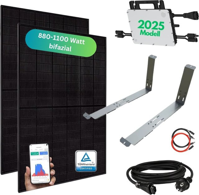 MYVOLTAICS MyCarport Balkonkraftwerk Komplettset mit bifazialen Modulen und WIFI Wechselrichter 800W - Bild 1