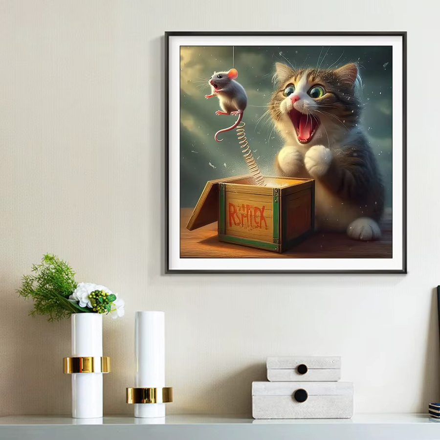 Evershine Malen nach Zahlen Set Katze und Maus für Erwachsene mit Leinwand als Wanddekoration in Mehrfarbig - Bild 3