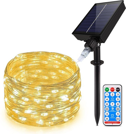 MALITAI Solar LED Lichterkette Warmweiß für Garten, Hochzeit und Weihnachten, IP65 wasserdicht, 10m