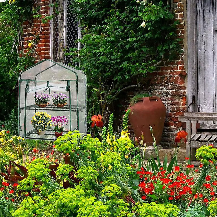 Transparentes Garten Gewächshaus aus PVC als wasserdichte Pflanzenschutzabdeckung für Blumen und Pflanzen zur Wärmebeibehaltung HA6348 - Bild 2