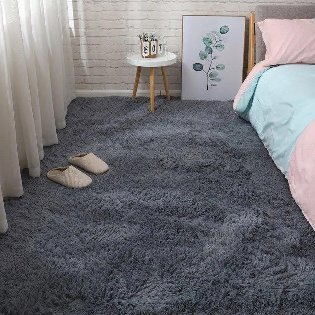 WTEMPO Plüsch Teppich in Grau für Wohnzimmer und Schlafzimmer, B/L: 80 x 160 cm - Bild 1
