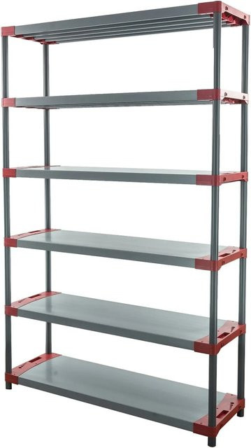 PROREGAL Kunststoffregal Big Grey Bear Extra-Tall in Grau/Rot, H x B x T: 220 x 130 x 46 cm - Bild 1