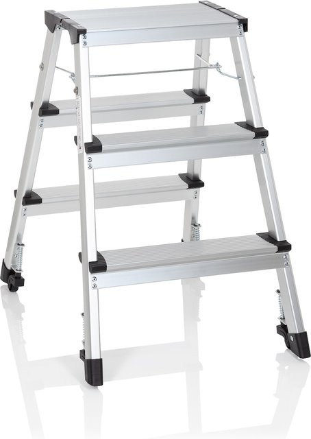 hjh OFFICE Klappleiter SOLID IV aus Aluminium in Silber - Bild 1